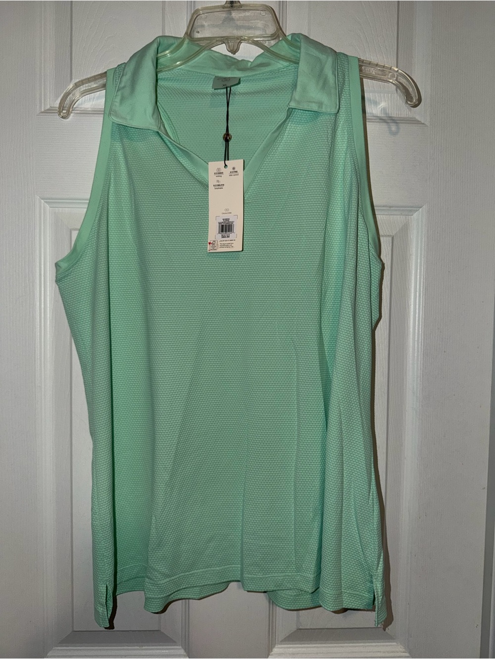 CALIA by Carrie Underwood Mint Green Sleeveless Polo Tank